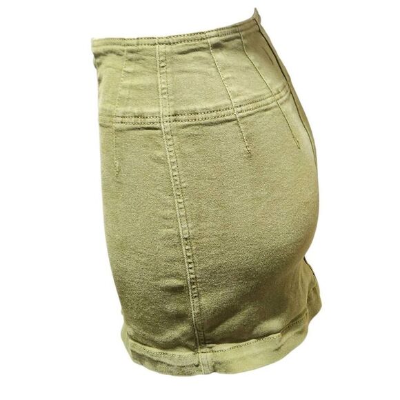 WE THE FREE Free People Virgo Mini Skirt Cadet Green Denim zip front 27 - Picture 2 of 10